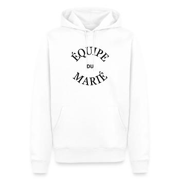 Design EVG : Equipe du marié - Sweat à capuche Premium bio Homme - blanc - Devant - Nico (187cm)