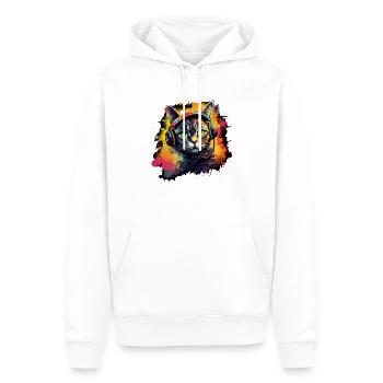 Katzen Design mit Kopfhörer für Katzen und Musik - Männer Premium Bio Hoodie - Weiß - Vorne - Nico (187cm)