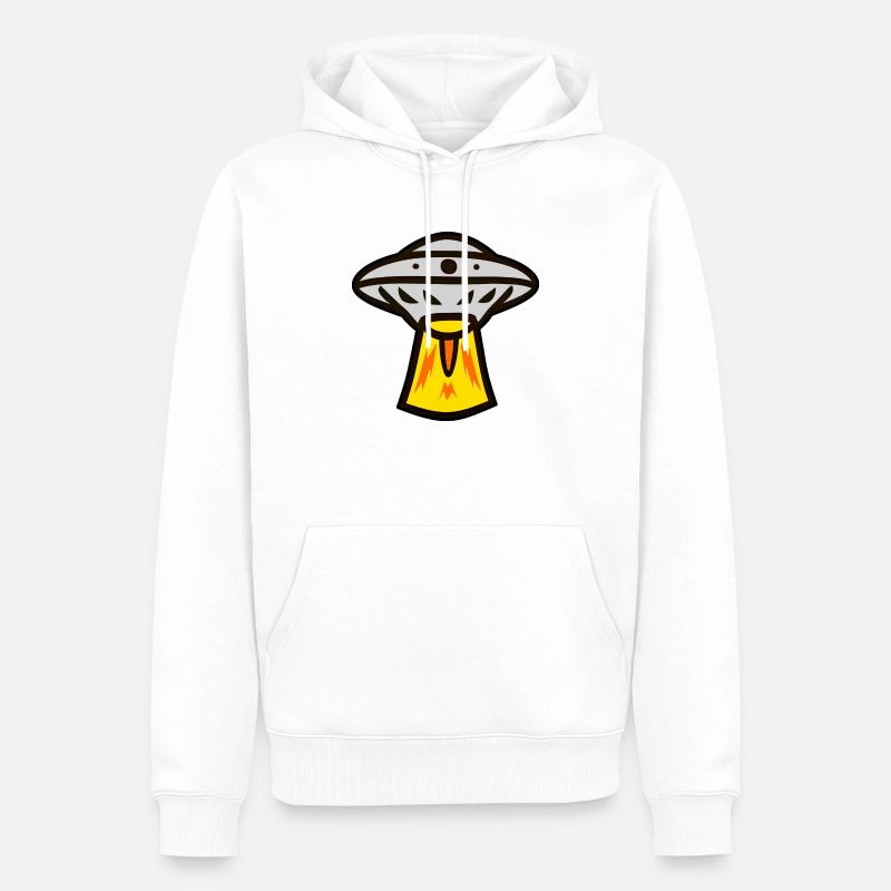 UFO Alien Raumschiff - Männer Premium Bio Hoodie - Weiß