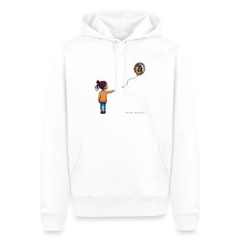 Petite fille avec ballon bitcoin - Sweat à capuche Premium bio Homme - blanc - Devant - Nico (187cm)