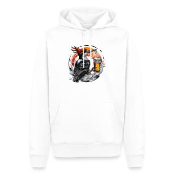 Schluckspecht - Woodpecker in the forest drinks beer - Men’s Premium Organic Hoodie - white - Front - Nico (187cm)