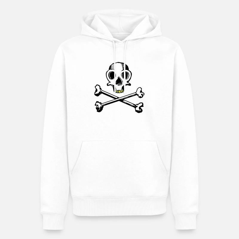 Skull and Bones 3c - Männer Premium Bio Hoodie - Weiß
