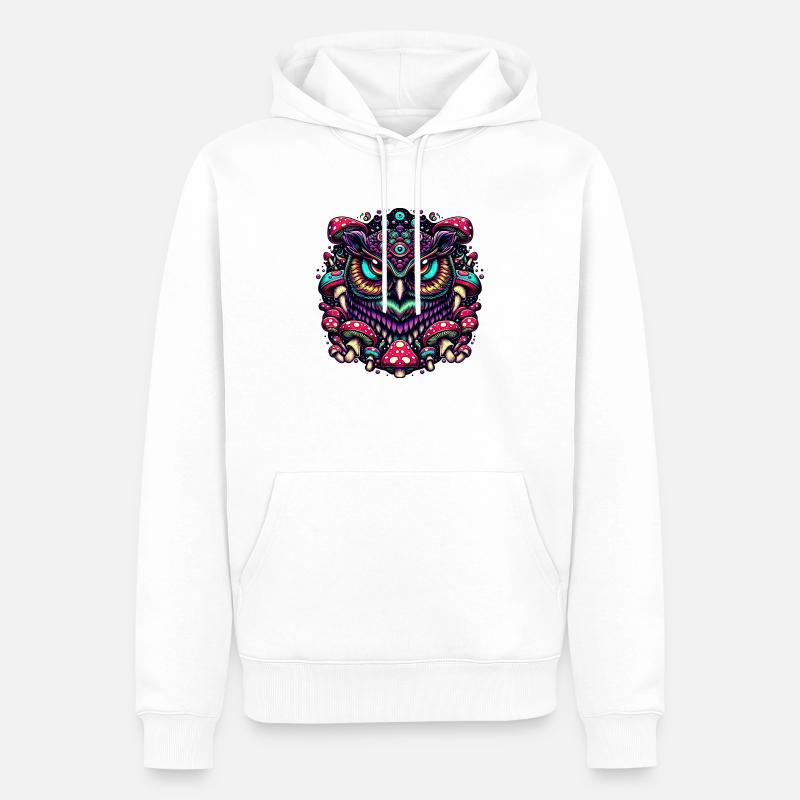 Psychedelische Eule - Männer Premium Bio Hoodie - Weiß