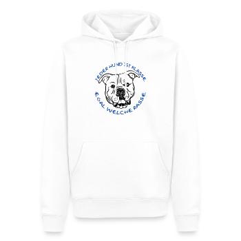 « Chaque chien est... » - Sweat à capuche Premium bio Homme - blanc - Devant - Nico (187cm)