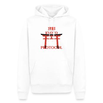 KYOTO PROTOCOL - Men’s Premium Organic Hoodie - white - Front - Nico (187cm)