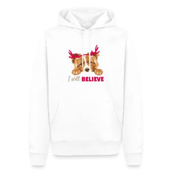 Chien Collie mignon avec des cornes de cerf de Noël - Sweat à capuche Premium bio Homme - blanc - Devant - Nico (187cm)