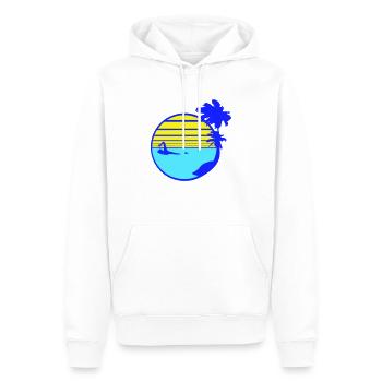 nager homme palmiers plage bande mer voyage - Sweat à capuche Premium bio Homme - blanc - Devant - Nico (187cm)