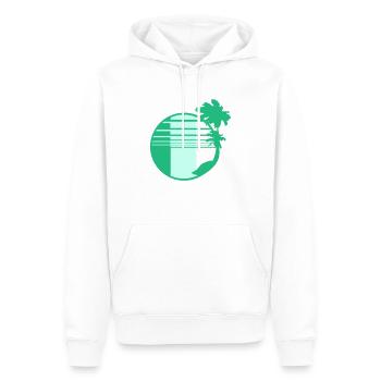 palmiers île arbres plage bande mer voyage tour - Sweat à capuche Premium bio Homme - blanc - Devant - Nico (187cm)