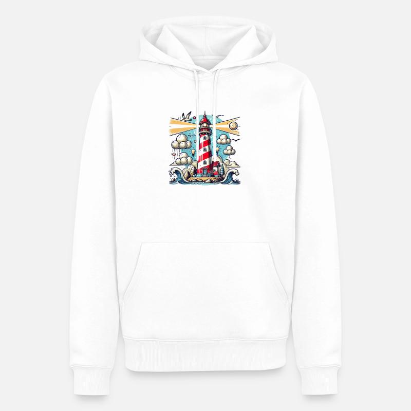 Lighthouse Leuchtturm - Männer Premium Bio Hoodie - Weiß