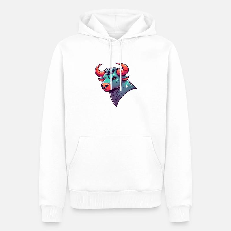 stier cartoon - Männer Premium Bio Hoodie - Weiß
