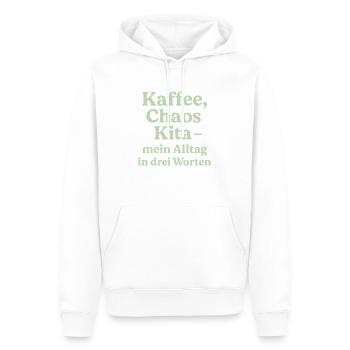 Kaffee Chaos Kita - Salbeigrün - Männer Premium Bio Hoodie - Weiß - Vorne - Nico (187cm)