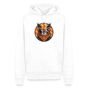 Eule Comic Cool - Männer Premium Bio Hoodie - Weiß - Vorne - Nico (187cm)