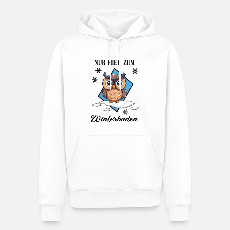 Winterbaden Eisbade-Eule Winterschwimmen Kältebad - Männer Premium Bio Hoodie - Weiß