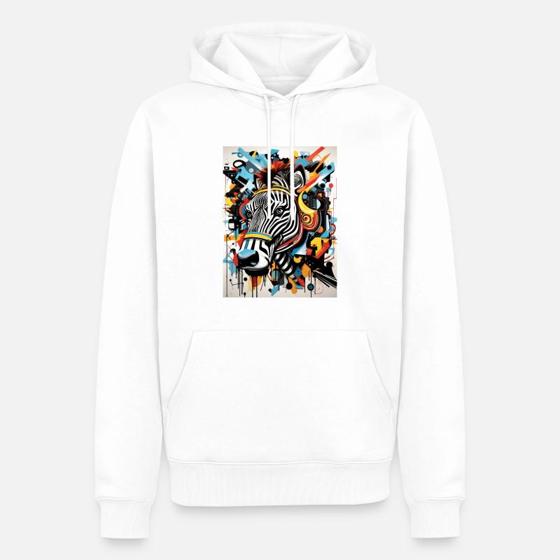 Inspirations graffiti :Zèbre - Sweat à capuche Premium bio Homme - blanc