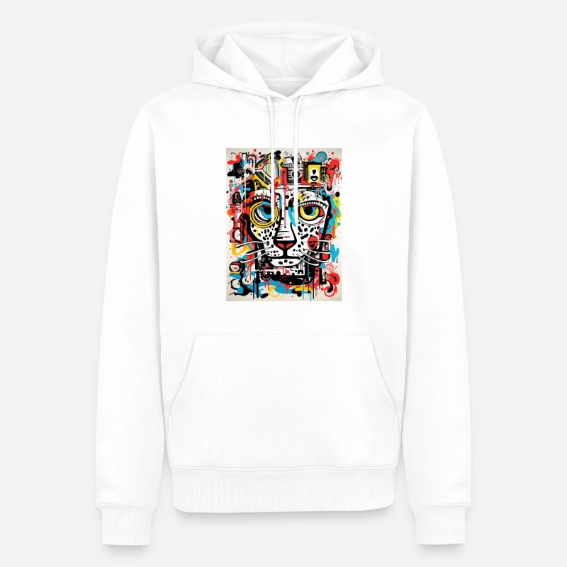 Inspirations graffiti : Léopard - Sweat à capuche Premium bio Homme - blanc