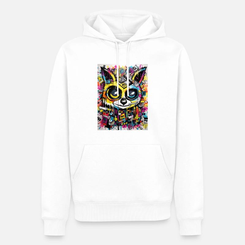Waschbär comic graffiti - Männer Premium Bio Hoodie - Weiß