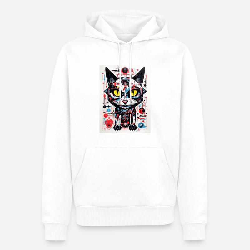 Géométrie du chat abstrait - Sweat à capuche Premium bio Homme - blanc