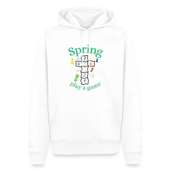 Frühling | Spring | Spiel | Spaß | Unterhaltung - Männer Premium Bio Hoodie - Weiß - Vorne - Nico (187cm)