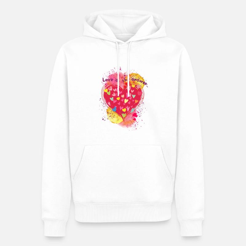 L’amour est la réponse. - Sweat à capuche Premium bio Homme - blanc