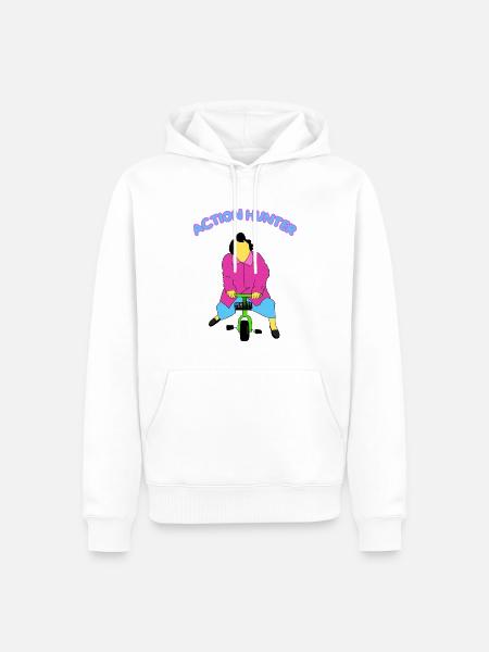 Action Hunter - Männer Premium Bio Hoodie - Weiß