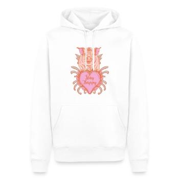 Glücksschwein mit Engelsflügeln - Männer Premium Bio Hoodie - Weiß - Vorne - Nico (187cm)