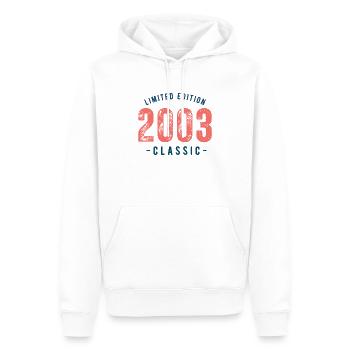 Born 2003 - Men’s Premium Organic Hoodie - white - Front - Nico (187cm)