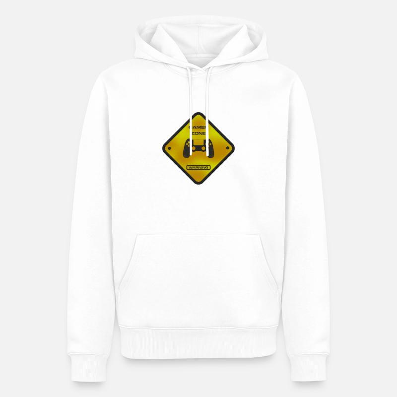Avertissement Zone de joueur - Sweat à capuche Premium bio Homme - blanc