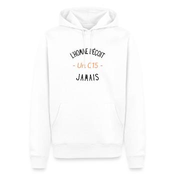 L'homme déçoit un C15 jamais idée cadeau c15 - Sweat à capuche Premium bio Homme - blanc - Devant - Nico (187cm)
