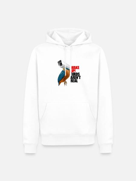 birds aren't real - Männer Premium Bio Hoodie - Weiß