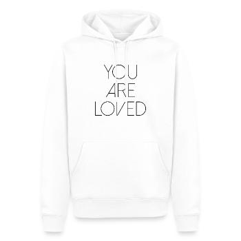 vous êtes aimé cher cœur police de saint-valentin - Sweat à capuche Premium bio Homme - blanc - Devant - Nico (187cm)