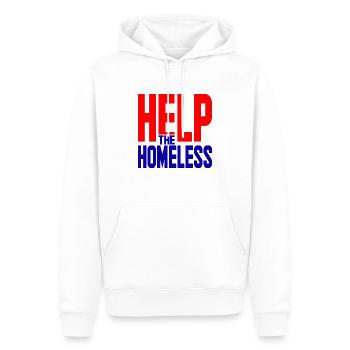 Aidez-les sans abri solidarité - Sweat à capuche Premium bio Homme - blanc - Devant - Nico (187cm)