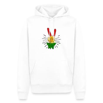 Kurdistan Peace Finger - Männer Premium Bio Hoodie - Weiß - Vorne - Nico (187cm)