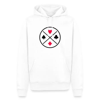 Symboles de cartes Poker - Sweat à capuche Premium bio Homme - blanc - Devant - Nico (187cm)