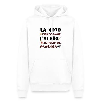 Moto et Apéro - Sweat à capuche Premium bio Homme - blanc - Devant - Nico (187cm)