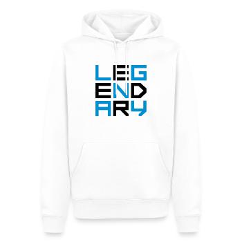 Legendary Square Logo - Men’s Premium Organic Hoodie - white - Front - Nico (187cm)
