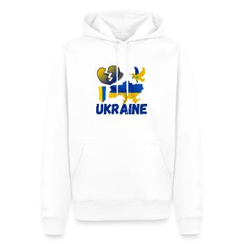 Ukraine| Ich unterstütze die Ukraine - Männer Premium Bio Hoodie - Weiß - Vorne - Nico (187cm)