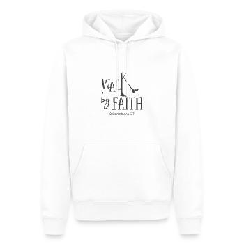 Christian Design Walk by Faith 2 Korinther 5 - Männer Premium Bio Hoodie - Weiß - Vorne - Nico (187cm)