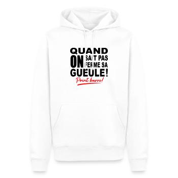 Quand on sait pas on ferme sa gueule / Humour - Sweat à capuche Premium bio Homme - blanc - Devant - Nico (187cm)