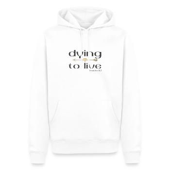 Le dessein chrétien Mourir pour vivre Romains 12 verset 1 - Sweat à capuche Premium bio Homme - blanc - Devant - Nico (187cm)