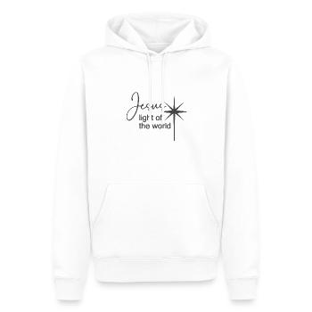Christliches Design Jesus Licht der Welt - Männer Premium Bio Hoodie - Weiß - Vorne - Nico (187cm)