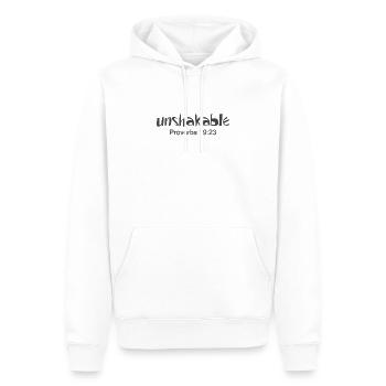 Christliches Design Unerschütterliche Sprüche 19 Vers 23 - Männer Premium Bio Hoodie - Weiß - Vorne - Nico (187cm)