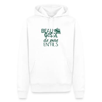 Beau gosse de père en fils - Sweat à capuche Premium bio Homme - blanc - Devant - Nico (187cm)