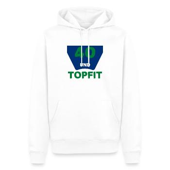 40 Jahre und topfit - Männer Premium Bio Hoodie - Weiß - Vorne - Nico (187cm)
