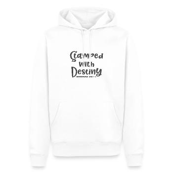 Christian Design gestempelt mit Destiny Jeremiah 29 - Männer Premium Bio Hoodie - Weiß - Vorne - Nico (187cm)