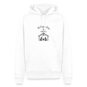 Design chrétien de Noël Le roi est né John - Sweat à capuche Premium bio Homme - blanc - Devant - Nico (187cm)