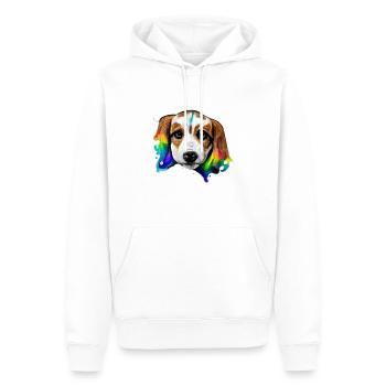 Beagle in Farbe - Männer Premium Bio Hoodie - Weiß - Vorne - Nico (187cm)