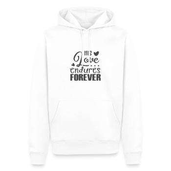 Christliches Design Seine Liebe währt für immer Psalm - Männer Premium Bio Hoodie - Weiß - Vorne - Nico (187cm)