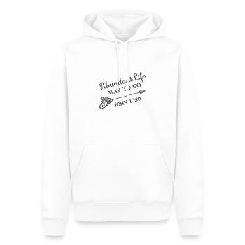 Christian Design Vie abondante Jean 10 verset 10 - Sweat à capuche Premium bio Homme - blanc - Devant - Nico (187cm)