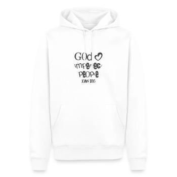 Christliches Design Gott liebt unvollkommene Menschen John - Männer Premium Bio Hoodie - Weiß - Vorne - Nico (187cm)