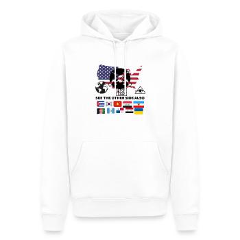 AUGEN AUF - Männer Premium Bio Hoodie - Weiß - Vorne - Nico (187cm)